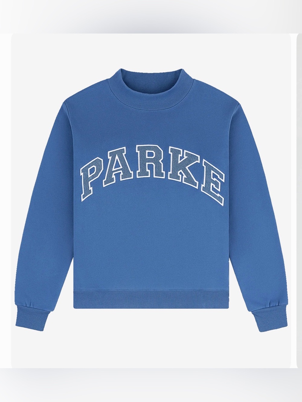 PARKE denim sweatshirt mockneck.